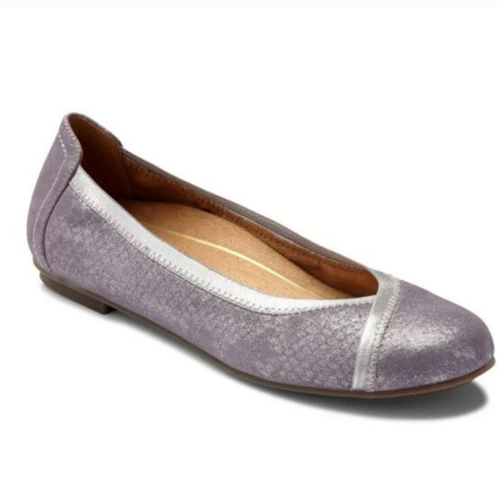 Vionic Spark Scroll Elegant Purple and Silver Women's  Ballet Flats - 6